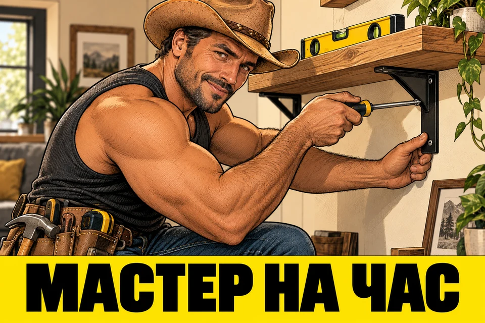 Мастер на час: иллюстрация мастера-ковбоя в стиле комикса